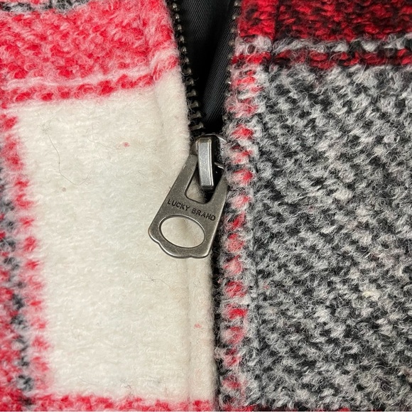 Lucky Brand Wool Oversized Buffalo Checker Plaid Zip Jacket Shacket - Picture 13 of 16